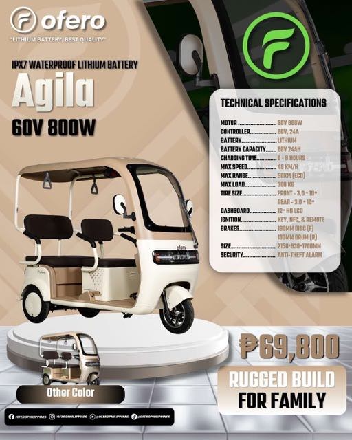 Ofero Agila e-trike for Ofero electric bike Philippines E Trike Price guide in Paranaque